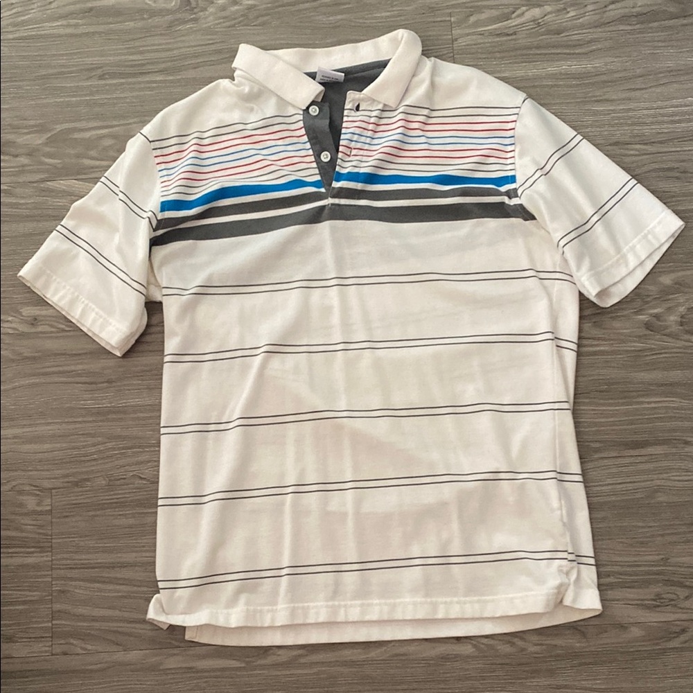 Men's White Striped Polo Shirt